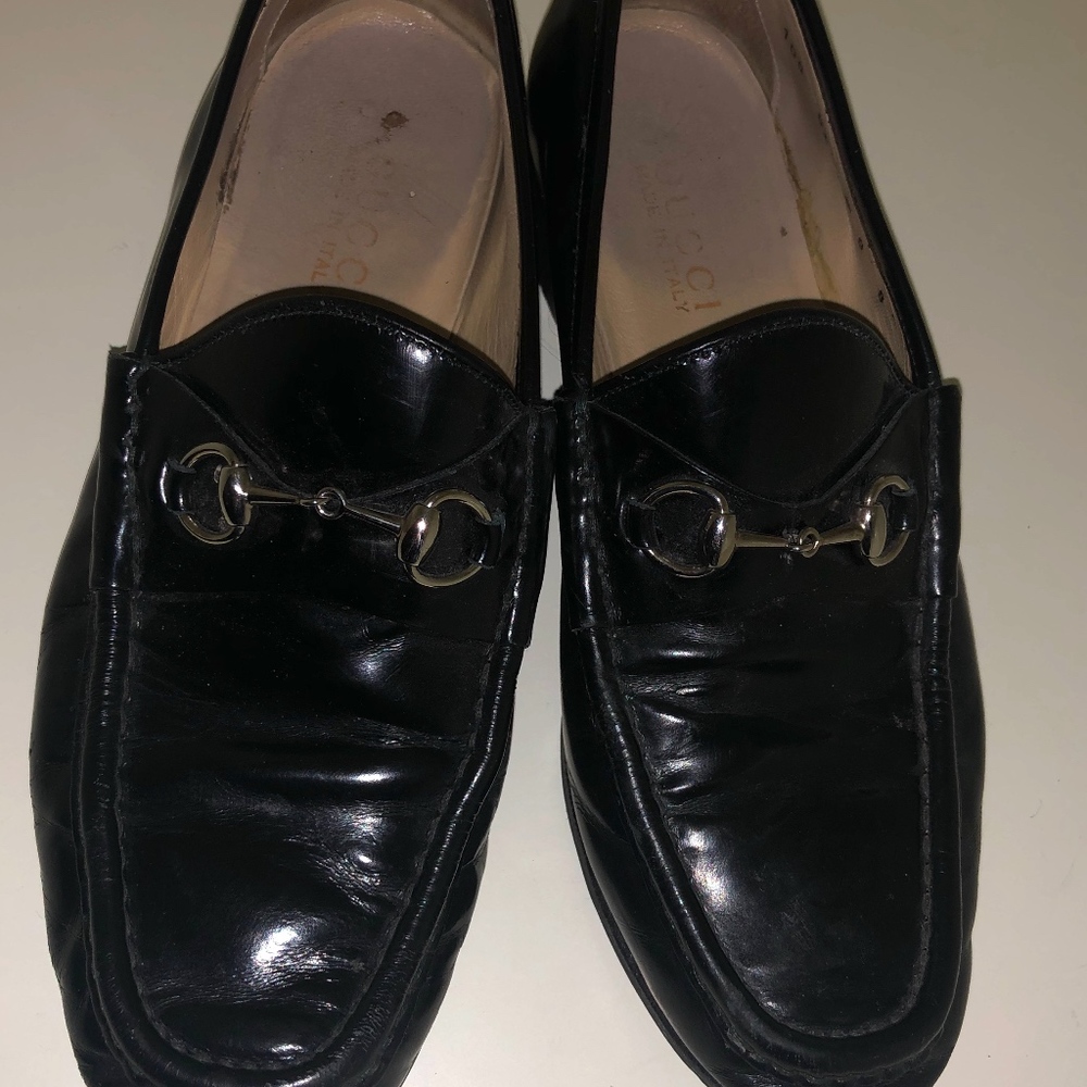 Much Worn and Loved Black Gucci Loafers size 39